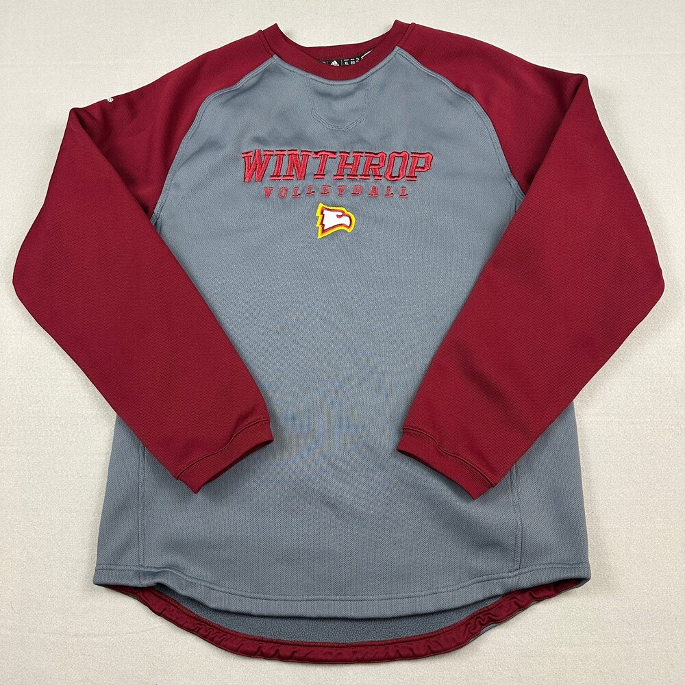 Winthrop Eagles Sweater Men Extra Large Gray Adidas Climawarm Baseball Crew XL
